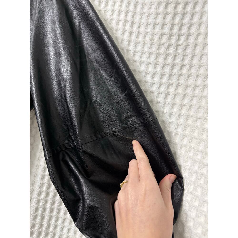 ba&sh Black Robe Sae Faux Leather Balloon Sleeve Mini Dress Sz S - Picture 4 of 8